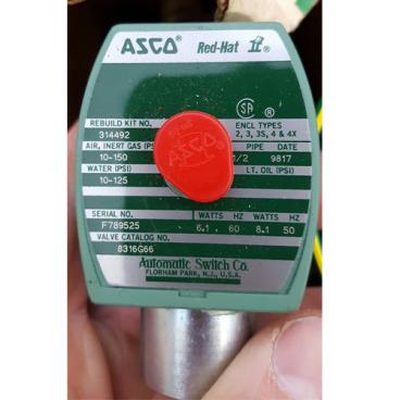 Asco Part# 8316G66-240V 1/2 Inch N/O, 3-Way 10/150# Air, 125# Water (OEM)