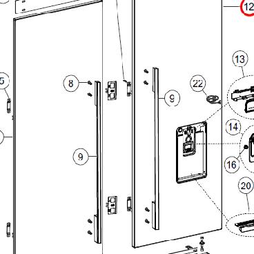 Fisher and Paykel Part# 839213 Panel Door Assembly RS90AUX FP R (OEM)