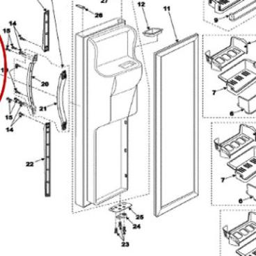 Samsung Part# DA97-00704M Handle Assembly (OEM) Middle/Front