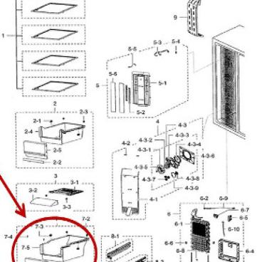 Samsung Part# DA97-10884E Drawer Case (OEM) Lower