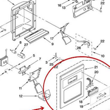 Whirlpool Part# W10153746 Dispenser Front Panel (OEM)