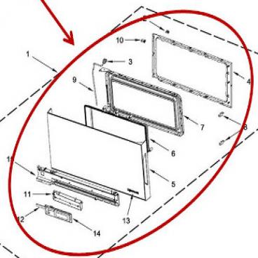 Whirlpool Part# W11203629 Microwave Door (OEM)