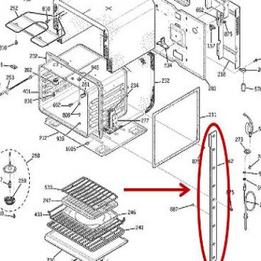 GE Part# WB07T10314 Vertical Side Trim Assembly (OEM)