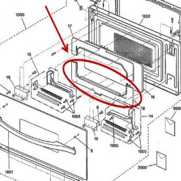 GE Part# WB55X10348 Glass Holder (OEM) Lower