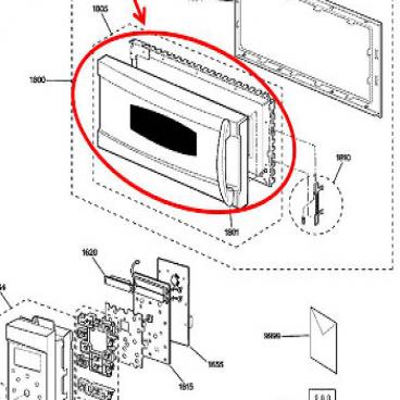 GE Part# WB55X10705 Door Gross Sub Assembly (OEM) Blk