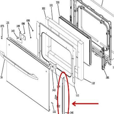 GE Part# WB56T10312 Frame Door Side (OEM)