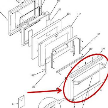 GE Part# WB56X10539 Door Skin Assembly (OEM) W/Glass 24 Inch