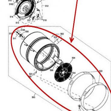 GE Part# WE21M36 Drum Assembly (OEM) 7.5 Inch