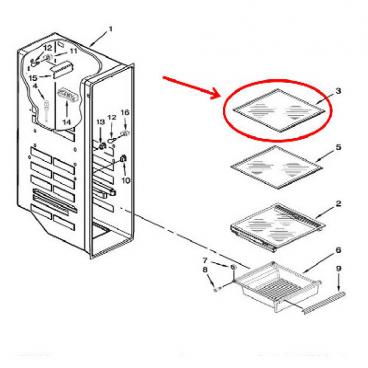 Whirlpool WRS586FLDM01 Freezer Door Glass Shelf - Genuine OEM