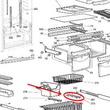 GE Part# WR02X11062 Basket Glide (OEM) Rs Upper