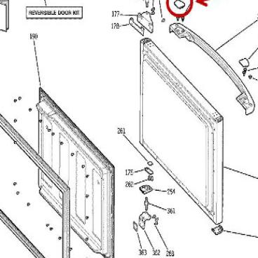 GE Part# WR02X11088 Cover Handle (OEM) Rh Bisque