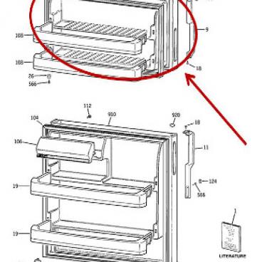 GE Part# WR02X13432 Epaulet Door Corner (OEM)