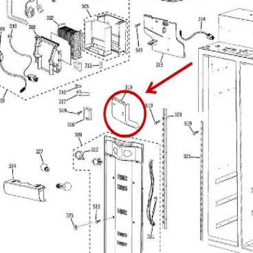 GE Part# WR02X23852 Foam Duct (OEM) Upper