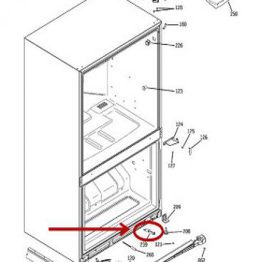 GE Part# WR11X10019 Closure Lever Arm Assembly (OEM)