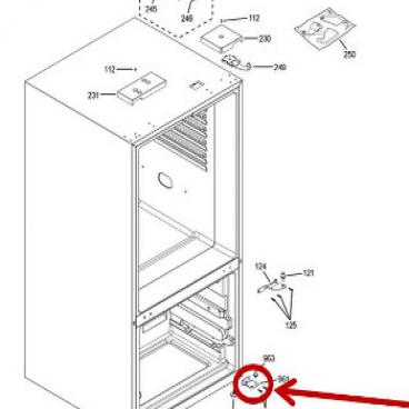 GE Part# WR13X25464 Hinge (OEM) Bottom