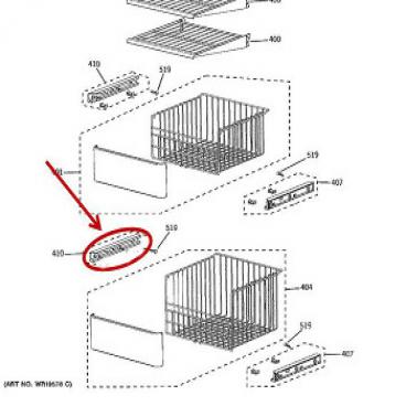 GE Part# WR17X11728 Rail Basket (OEM) LH