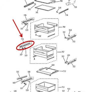 GE Part# WR17X11736 Pan Rail (OEM)