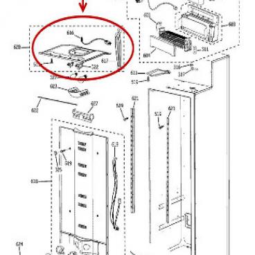 GE Part# WR17X11808 Light Housing Assembly (OEM) Upper