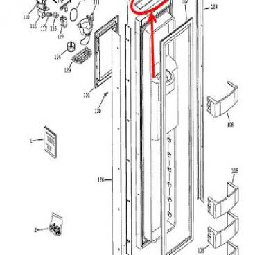 GE Part# WR38X10277 Door Trim (OEM) Top