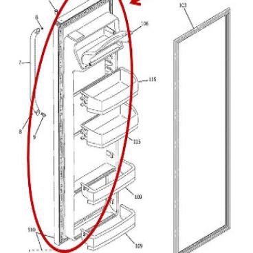 GE Part# WR78X11097 Door Assembly (OEM) SS