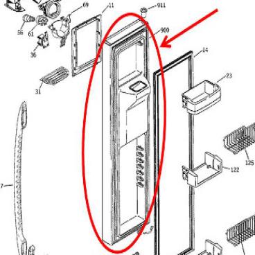 GE Part# WR78X11466 Door Assembly (OEM)