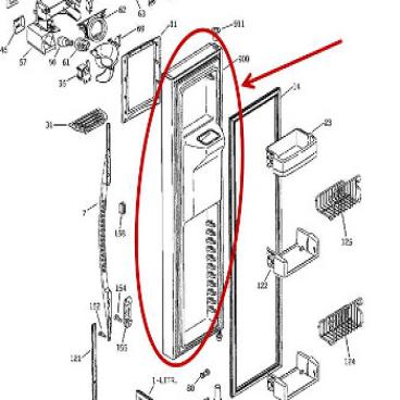 GE Part# WR78X11540 Door Kit Assembly (OEM) BK