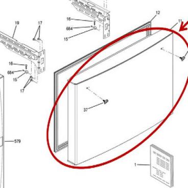 GE Part# WR78X25191 Door Foam Assembly (OEM) Ss